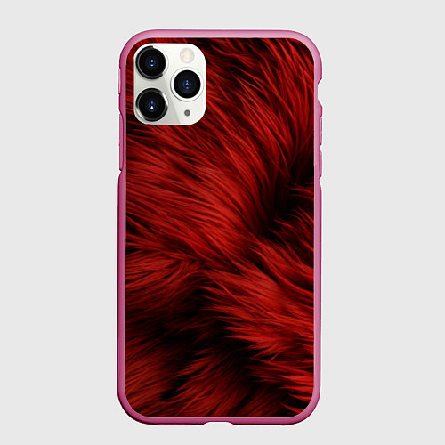 Чехол iPhone 11 Pro матовый Красная шерсть / 3D-Малиновый – фото 1