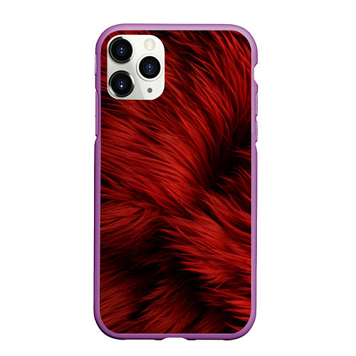 Чехол iPhone 11 Pro матовый Красная шерсть / 3D-Фиолетовый – фото 1