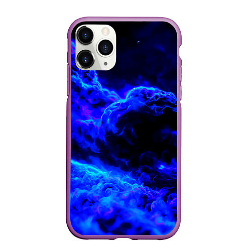 Чехол iPhone 11 Pro матовый Синий густой дым - inferno blue / 3D-Фиолетовый – фото 1