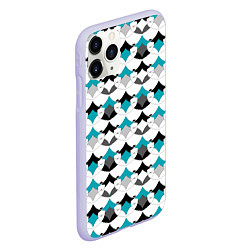 Чехол iPhone 11 Pro матовый Разноцветный черный голубой с белым геометрический, цвет: 3D-светло-сиреневый — фото 2