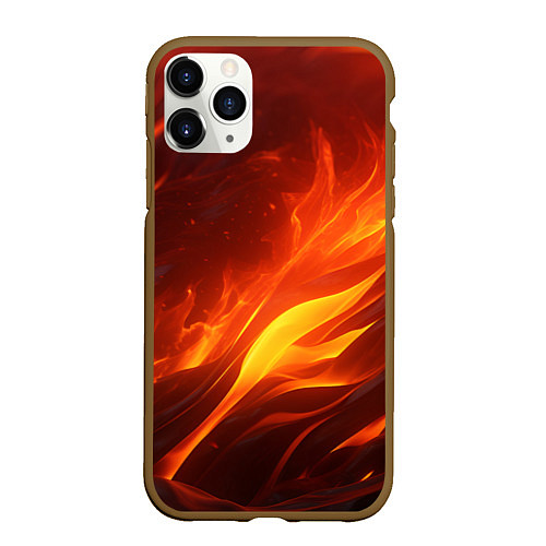 Чехол iPhone 11 Pro матовый Яркие языки пламени / 3D-Коричневый – фото 1