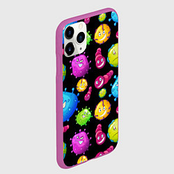 Чехол iPhone 11 Pro матовый Смешные бактерии паттерн, цвет: 3D-фиолетовый — фото 2