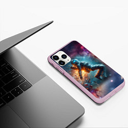 Чехол iPhone 11 Pro матовый Космонавт в открытом космосе - нейросеть, цвет: 3D-розовый — фото 2