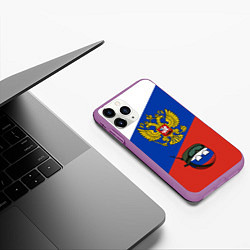 Чехол iPhone 11 Pro матовый Россия - на страже, цвет: 3D-фиолетовый — фото 2