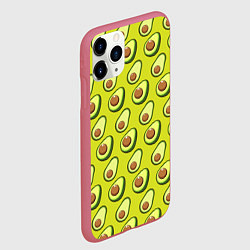 Чехол iPhone 11 Pro матовый Паттерн с половинкой авокадо, цвет: 3D-малиновый — фото 2