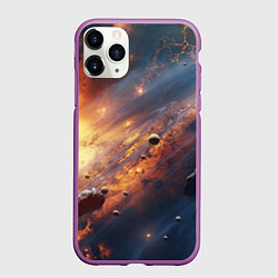 Чехол iPhone 11 Pro матовый Вселенная и планеты, цвет: 3D-фиолетовый