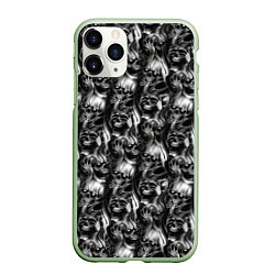 Чехол iPhone 11 Pro матовый Smoke skulls, цвет: 3D-салатовый