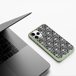Чехол iPhone 11 Pro матовый Skull patterns, цвет: 3D-салатовый — фото 2