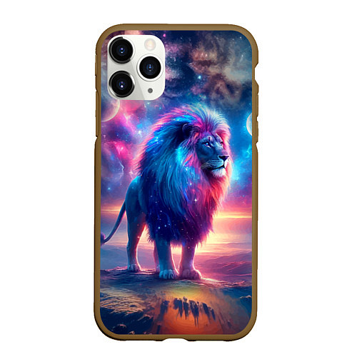 Чехол iPhone 11 Pro матовый Space lion - ai art fantasy / 3D-Коричневый – фото 1