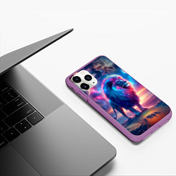 Чехол iPhone 11 Pro матовый Space lion - ai art fantasy, цвет: 3D-фиолетовый — фото 2