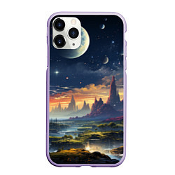 Чехол iPhone 11 Pro матовый Космический фантазийный мир на другой планете