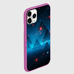 Чехол iPhone 11 Pro матовый Пирамиды в космосе абстракции, цвет: 3D-фиолетовый — фото 2