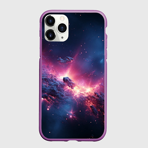 Чехол iPhone 11 Pro матовый Взрыв в космосе / 3D-Фиолетовый – фото 1