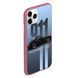 Чехол iPhone 11 Pro матовый Винтажный автомобиль Porsche, цвет: 3D-малиновый — фото 2