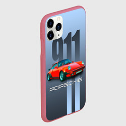 Чехол iPhone 11 Pro матовый Винтажный автомобиль Porsche 911 Carrera, цвет: 3D-малиновый — фото 2