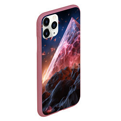 Чехол iPhone 11 Pro матовый Абстрактная пирамида космическая, цвет: 3D-малиновый — фото 2