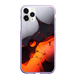 Чехол iPhone 11 Pro матовый Объемная плита с красной лавой иллюстрация, цвет: 3D-светло-сиреневый