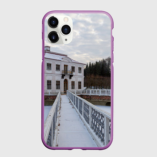 Чехол iPhone 11 Pro матовый Петергоф дворец Марли / 3D-Фиолетовый – фото 1