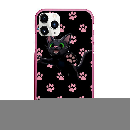 Чехол iPhone 11 Pro матовый Little kitty / 3D-Малиновый – фото 1