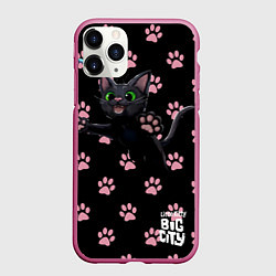 Чехол iPhone 11 Pro матовый Little kitty, цвет: 3D-малиновый
