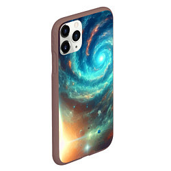 Чехол iPhone 11 Pro матовый Неоновая далёкая галактика - нейросеть, цвет: 3D-коричневый — фото 2