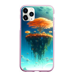 Чехол iPhone 11 Pro матовый Сказочное космическое дерево - нейросеть, цвет: 3D-розовый