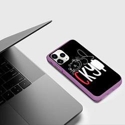 Чехол iPhone 11 Pro матовый Скуф - ленивый кот, цвет: 3D-фиолетовый — фото 2