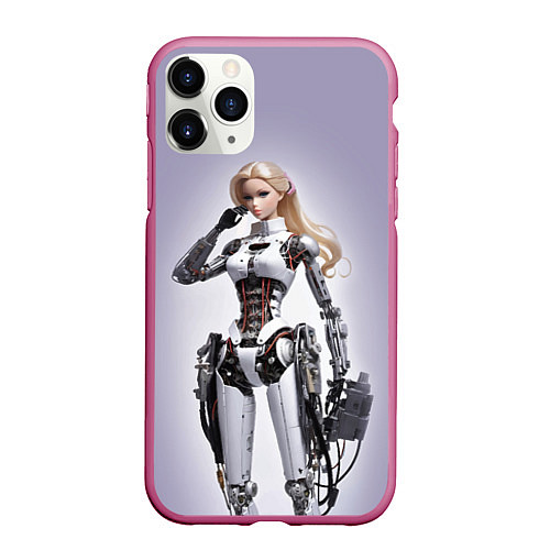 Чехол iPhone 11 Pro матовый Barbie cyberpunk - ai art fantasy / 3D-Малиновый – фото 1