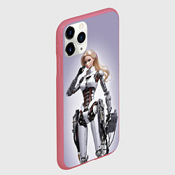 Чехол iPhone 11 Pro матовый Barbie cyberpunk - ai art fantasy, цвет: 3D-малиновый — фото 2
