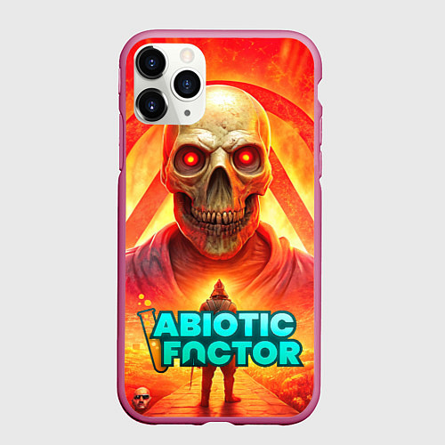 Чехол iPhone 11 Pro матовый Abiotic Factor horror skull / 3D-Малиновый – фото 1
