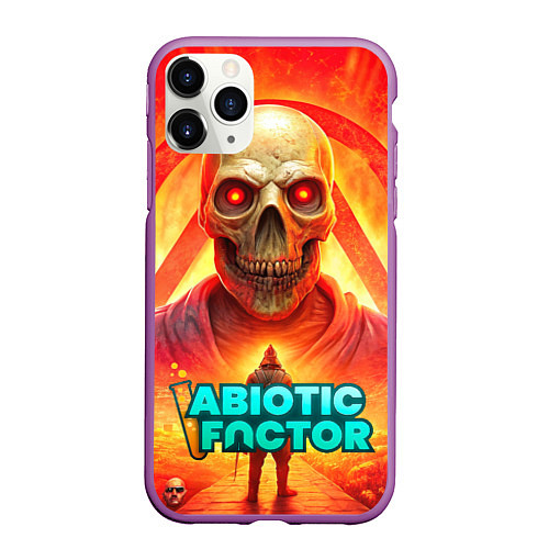 Чехол iPhone 11 Pro матовый Abiotic Factor horror skull / 3D-Фиолетовый – фото 1