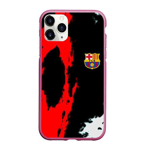 Чехол iPhone 11 Pro матовый Barcelona fc краски спорт / 3D-Малиновый – фото 1