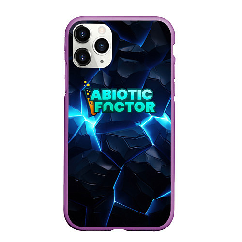 Чехол iPhone 11 Pro матовый Abiotic Factor синее неоновое свечение / 3D-Фиолетовый – фото 1