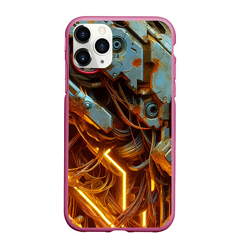 Чехол iPhone 11 Pro матовый Cyber armor - ai art / 3D-Малиновый – фото 1