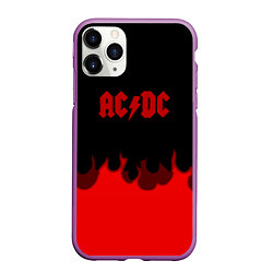 Чехол iPhone 11 Pro матовый AC DC fire rock steel, цвет: 3D-фиолетовый