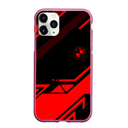 Чехол iPhone 11 Pro матовый BMW geometry sport red, цвет: 3D-малиновый