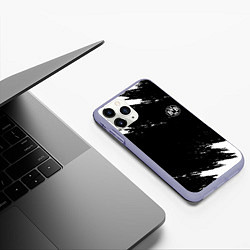 Чехол iPhone 11 Pro матовый Borussia краски чёрно белый, цвет: 3D-светло-сиреневый — фото 2