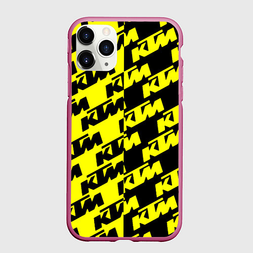 Чехол iPhone 11 Pro матовый KTU жёлто чёрный стиль / 3D-Малиновый – фото 1