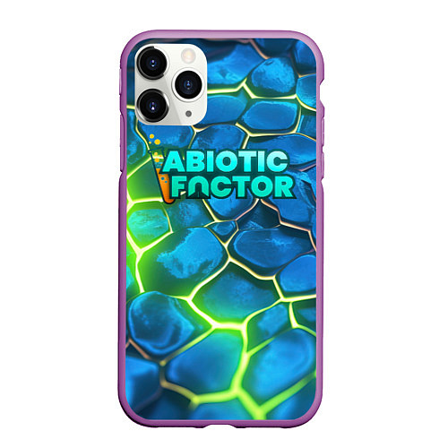 Чехол iPhone 11 Pro матовый Abiotic Factor logo bright neon / 3D-Фиолетовый – фото 1