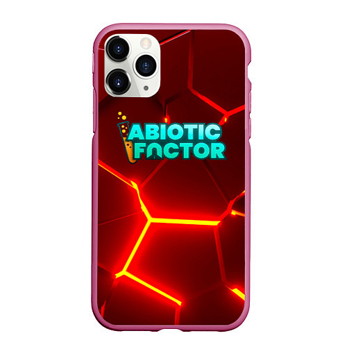 Чехол iPhone 11 Pro матовый Abiotic Factor логотип на красном неоновом фоне / 3D-Малиновый – фото 1