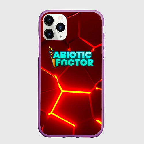 Чехол iPhone 11 Pro матовый Abiotic Factor логотип на красном неоновом фоне / 3D-Фиолетовый – фото 1