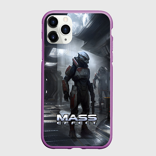 Чехол iPhone 11 Pro матовый Mass Effect game - пришелец / 3D-Фиолетовый – фото 1
