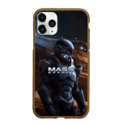 Чехол iPhone 11 Pro матовый Mass Effect game space, цвет: 3D-коричневый