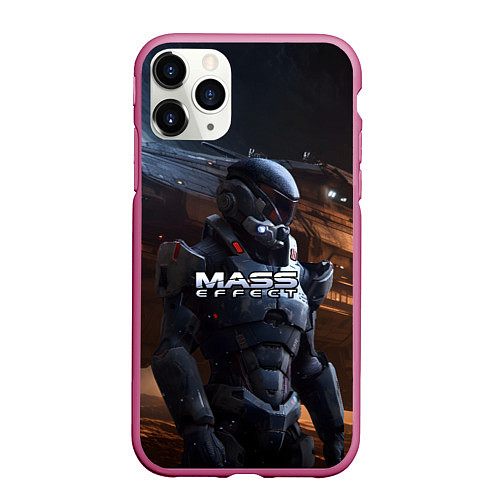 Чехол iPhone 11 Pro матовый Mass Effect game space / 3D-Малиновый – фото 1