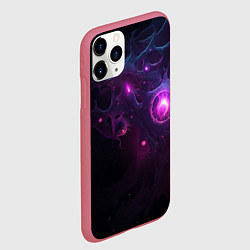 Чехол iPhone 11 Pro матовый Космическая объемная абстракция с фиолетовым свече, цвет: 3D-малиновый — фото 2