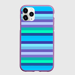 Чехол iPhone 11 Pro матовый Горизонтальные полосы холодных цветов
