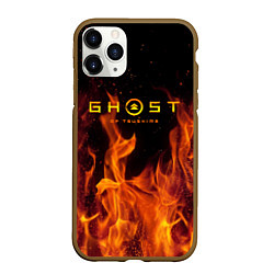 Чехол iPhone 11 Pro матовый Ghost of Tsushima в огне, цвет: 3D-коричневый