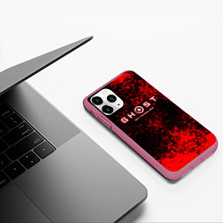 Чехол iPhone 11 Pro матовый Призрак Тсусимы кровь самурая, цвет: 3D-малиновый — фото 2
