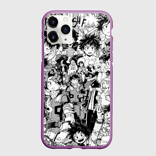 Чехол iPhone 11 Pro матовый Изуку Мидория - Моя геройская академия / 3D-Фиолетовый – фото 1