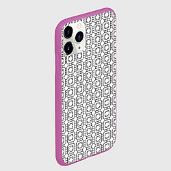 Чехол iPhone 11 Pro матовый Черный геометрический узор на белом фоне, цвет: 3D-фиолетовый — фото 2